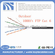 Cable negro del alambre del cable del LAN 4pairs Cat6 del al aire libre 1000FT